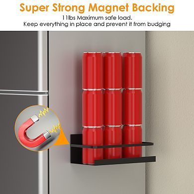 4Pcs Magnetic Spice Rack with 8 Hooks Seasoning Storage Shelf for Fridge