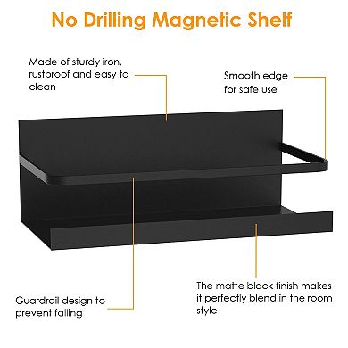 4Pcs Magnetic Spice Rack with 8 Hooks Seasoning Storage Shelf for Fridge