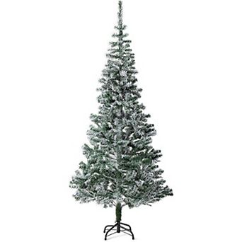 Twinkle Star 6 Ft Snow Flocked Artificial Christmas Tree, Snow Frosted, Unlit With Metal Stand