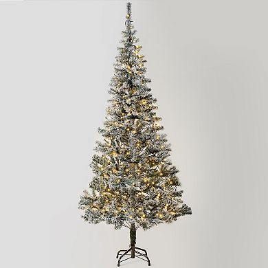 Twinkle Star 6 Ft Snow Flocked Artificial Christmas Tree, Snow Frosted, Unlit With Metal Stand