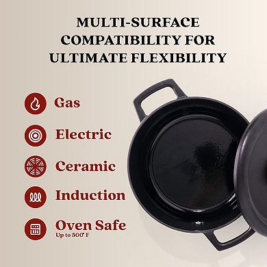 Alva Nori 5 Qt. Enameled Cast Iron Dutch Oven, Black