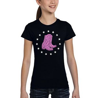 Cowgirl Boots - Girl's Word Art T-shirt