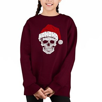 Santa Skull - Girl's Word Art Crewneck Sweatshirt