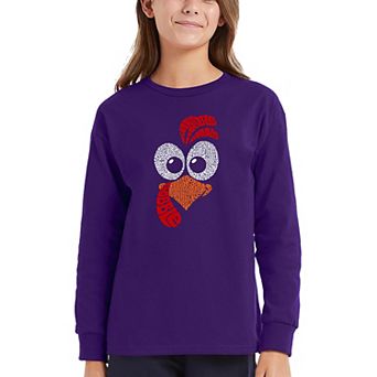 Turkey Face - Girl's Word Art Long Sleeve T-shirt