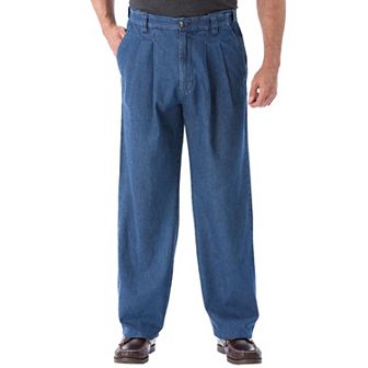 KingSize Men's Big & Tall Relaxed Fit Comfort Waist Pleat-Front Expandable Jeans