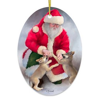Santa's Wolf Pups Charming Winter Christmas Ornament