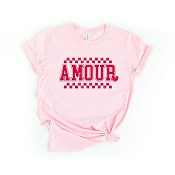 Amour Distressed Checkered Short Sleeve Graphic Tee