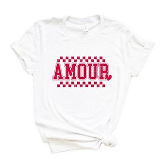 Amour Distressed Checkered Short Sleeve Graphic Tee