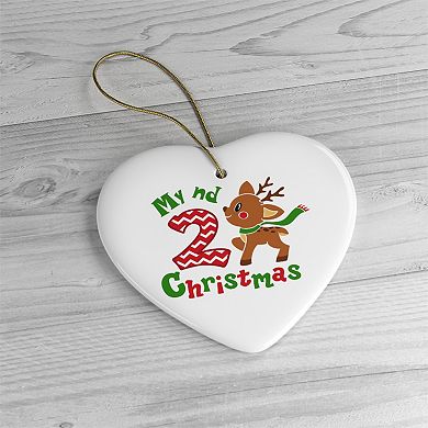 My 2nd Christmas Baby Fawn Ornament, Heart Version