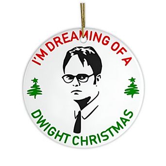 I'm Dreaming of a Dwight Christmas Ornament, Funny Office TV Show Decoration, Circle Version