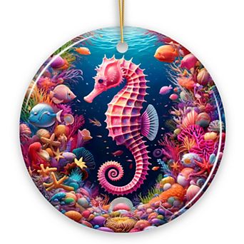 Tropical Tide Treasure Radiant Seahorse Ornament, Ocean-Themed Gift And Decor