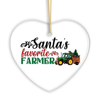 Santa’s Favorite Farmer Christmas Ornament, Farm Themed Gift, Heart Version
