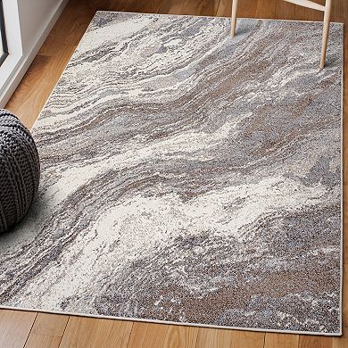 Kassia Contemporary Glam Abstract Marble Area Rug
