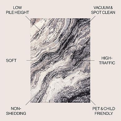 Kassia Contemporary Glam Abstract Marble Area Rug