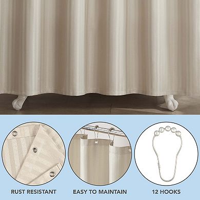 Host & Home Poly Shower Curtain Set 72x72 Damask Pattern