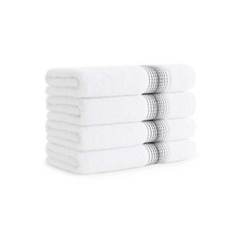 Aston & Arden Turkish Cotton Striped Hand Towels (4 Pack),18x32