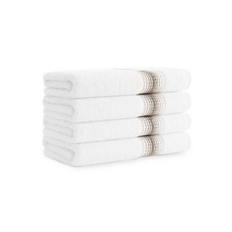 Aston & Arden Turkish Cotton Striped Hand Towels (4 Pack),18x32