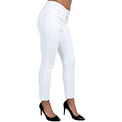 Women's Stretch Denim Skinny Ankle Jeans Midrise 2-button Waist