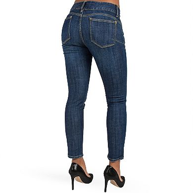Women's Stretch Denim Skinny Ankle Jeans Midrise 2-button Waist