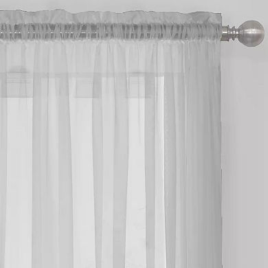 Kate Aurora Essential 1 Piece Silver Gray Sheer Voile Rod Pocket Window Curtain Panel