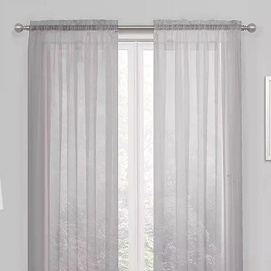 Kate Aurora Essential 1 Piece Silver Gray Sheer Voile Rod Pocket Window Curtain Panel