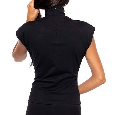 Sleeveless Zip Turtleneck Top