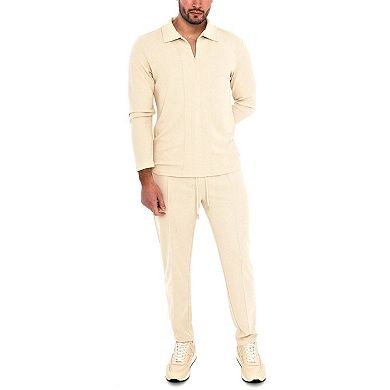 Mens Long Sleeve Zip Neck Knit Top