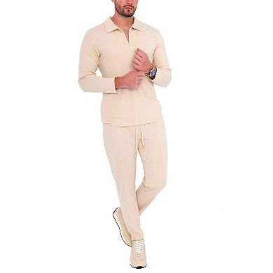 Mens Long Sleeve Zip Neck Knit Top