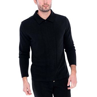 Mens Long Sleeve Zip Neck Knit Top