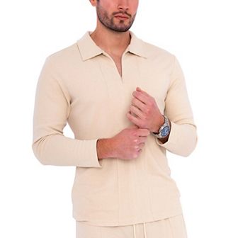 Mens Long Sleeve Zip Neck Knit Top