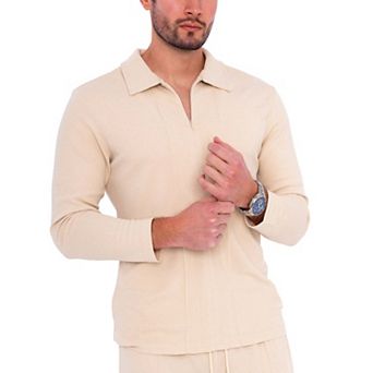 Mens Long Sleeve Zip Neck Knit Top