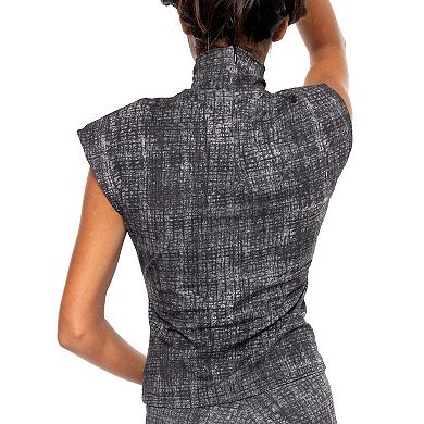 Scratch Sleeveless Zip Turtleneck Top