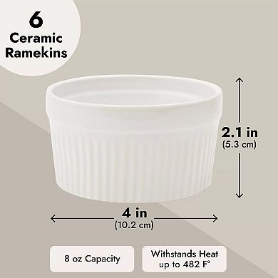 6-Pieces White Ceramic Ramekins