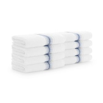 Aston & Arden Turkish Cotton Striped Washcloths (8 Pack), 13x13, Ring Spun Cotton
