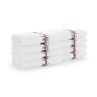 Aston & Arden Turkish Cotton Striped Washcloths (8 Pack), 13x13, Ring Spun Cotton