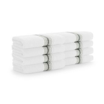 Aston & Arden Turkish Cotton Striped Washcloths (8 Pack), 13x13, Ring Spun Cotton