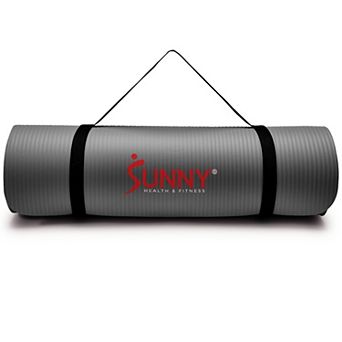 Sunny Health & Fitness Premium 1/2-Inch Extra Thick Exercise Yoga Mat Grey