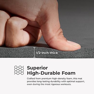 Sunny Health & Fitness Premium 1/2-Inch Extra Thick Exercise Yoga Mat Blue