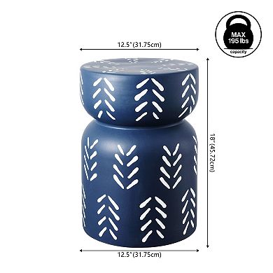Kiri Modern Bohemian Arrow Pattern Drum Indoor/Outdoor Garden Stool