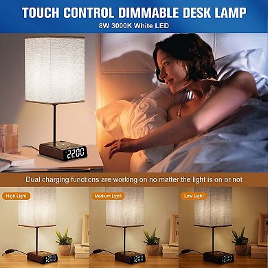 3 In 1 Bedside Table Lamp With Wireless Charger Usb Ports