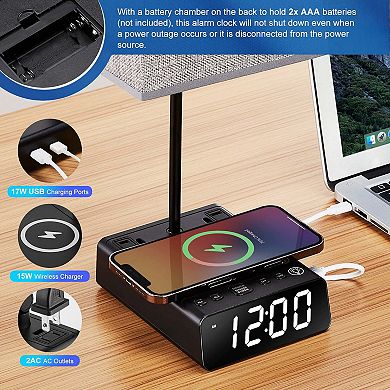 3 In 1 Bedside Table Lamp With Wireless Charger Usb Ports