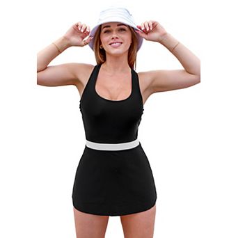 Women's Cupshe Black Crossback Cutout Swimdress