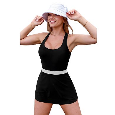 Women's Cupshe Black Crossback Cutout Swimdress
