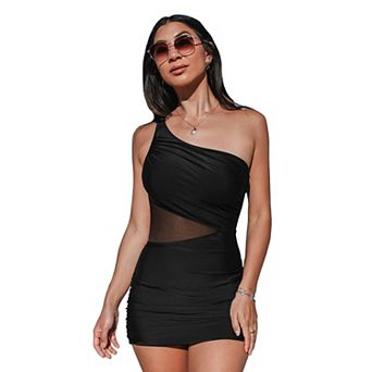 Women's Cupshe Asymmetrical Mesh Waist Swim Dress
