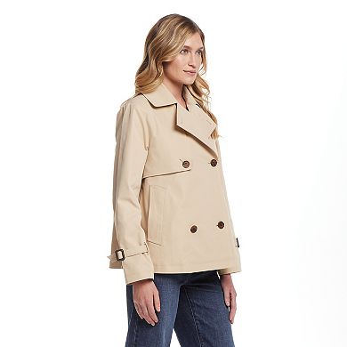 Women's Weathercast Double Breasted A-Line Trench Coat