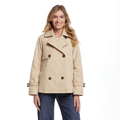 Women's Weathercast Double Breasted A-Line Trench Coat