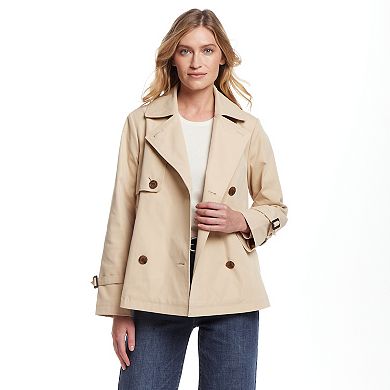 Women's Weathercast Double Breasted A-Line Trench Coat