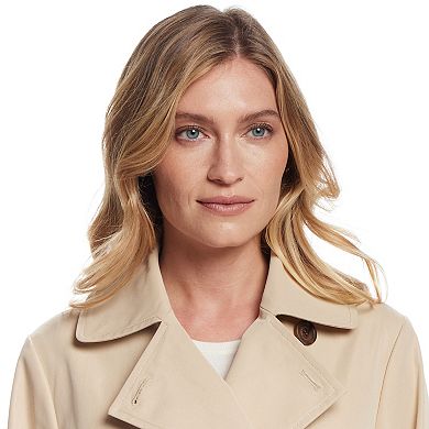 Women's Weathercast Double Breasted A-Line Trench Coat