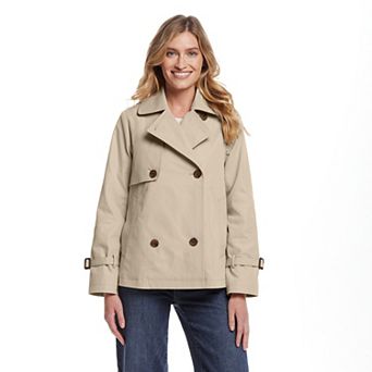 Women's Weathercast Double Breasted A-Line Trench Coat