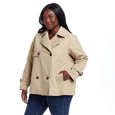 Plus Size Weathercast Double Breasted A-Line Trench Coat